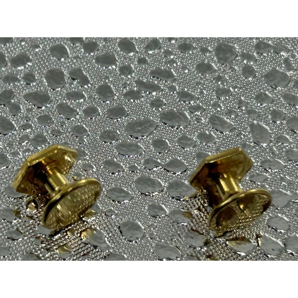 Vintage Hexagon Gold Tone Cufflinks Black Enamel Geometric Formal Mens Jewelry